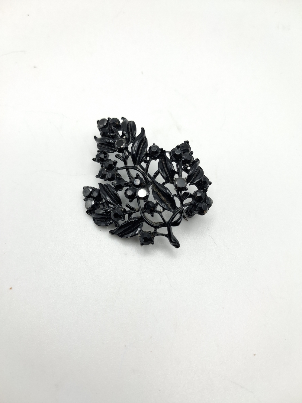Black Leaf Crystal Brooch - Women Jewelry